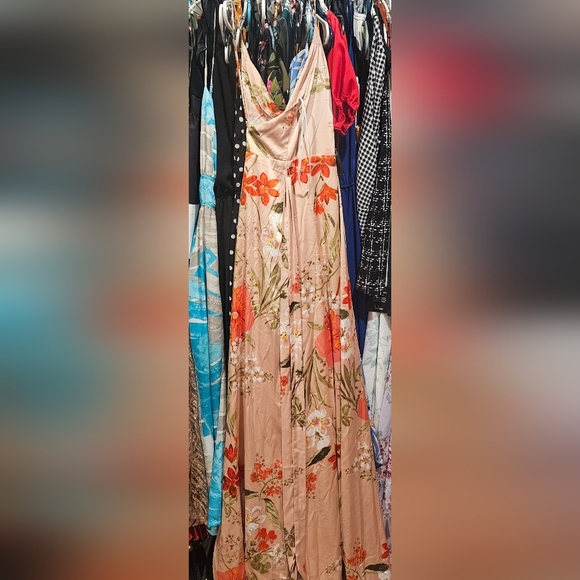 Still the One Blush Pink Floral Print Satin Maxi Dress - Picture 8 of 8